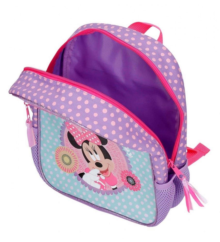 Mochila Disney Minnie Hoje é o meu dia com carrinho 28 cm lilás