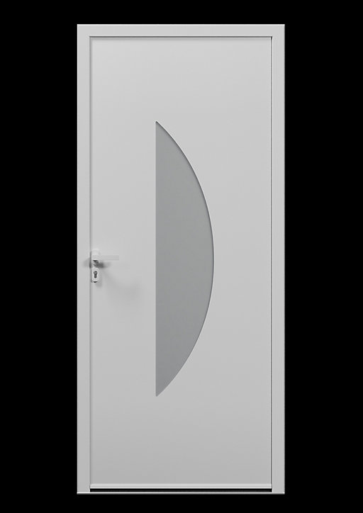 Porte d'entrée alu blanc Demi Lune H.215 x l.90 cm poussant droit
