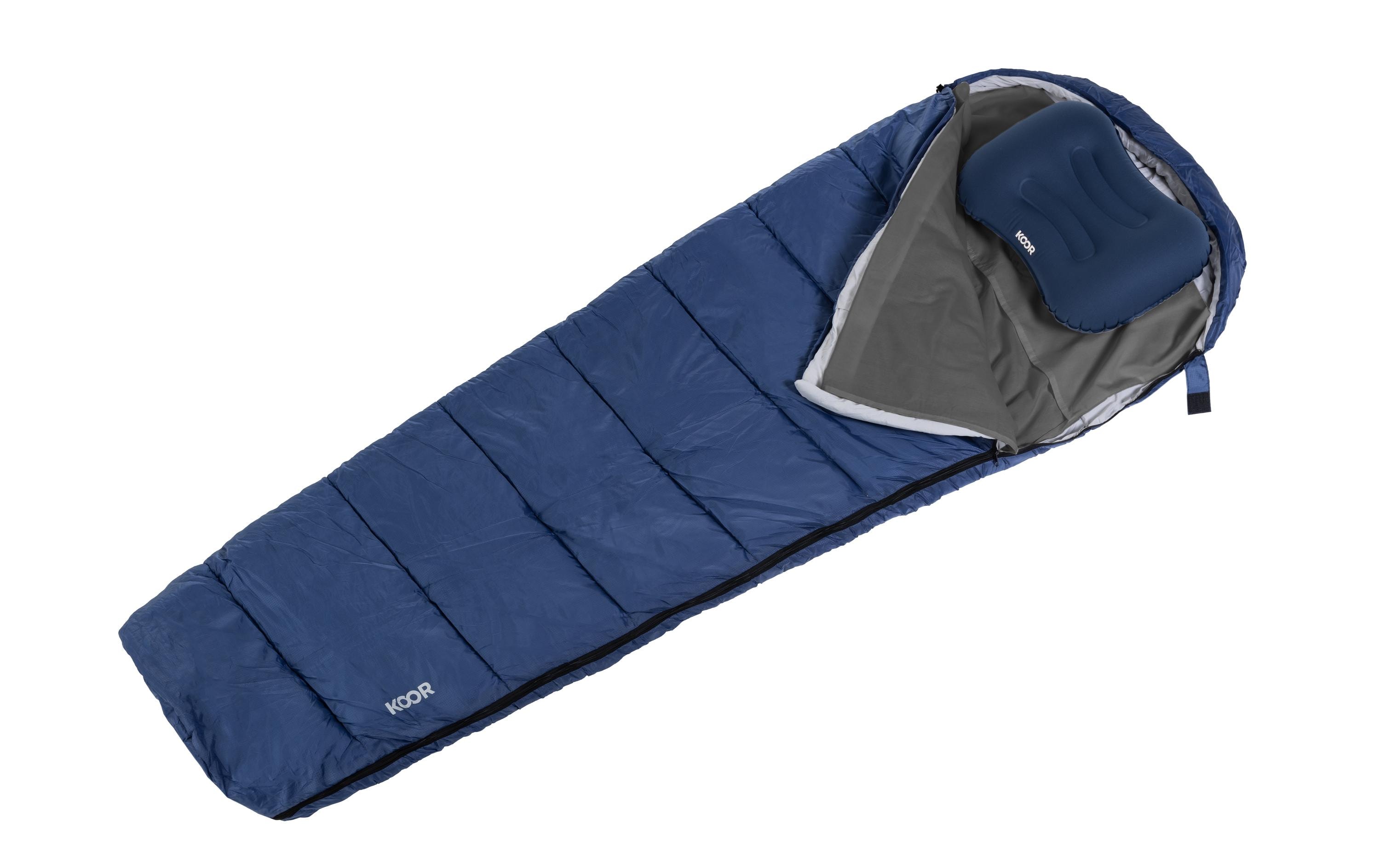 Schlafsack, Schlafsackeinlage und Reisekissen Set Blau3-teiliges Set für Schlafkomfort unter freiem Himmel