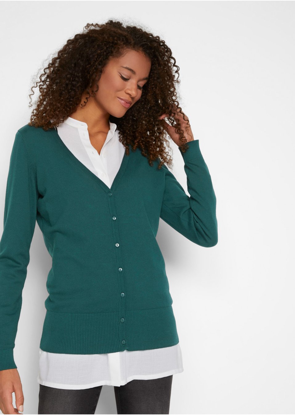 Gilet basique en maille fine avec patte de boutonnage