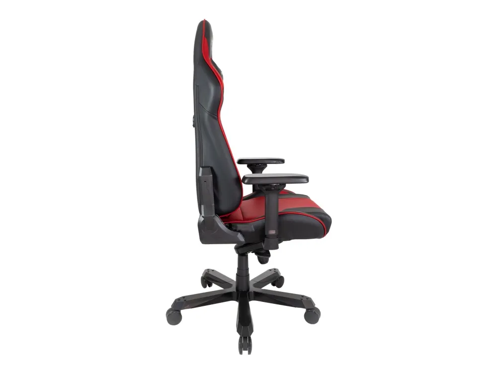 DXRacer King Series OH/KA99 - Stol - ergonomisk - høj ryg - armstøtter - T-formet - vippe - drejeled - aluminium, polyuretan-læder, højdensistets støbt skum, stålramme, koldstøbt skum - sort, rød
