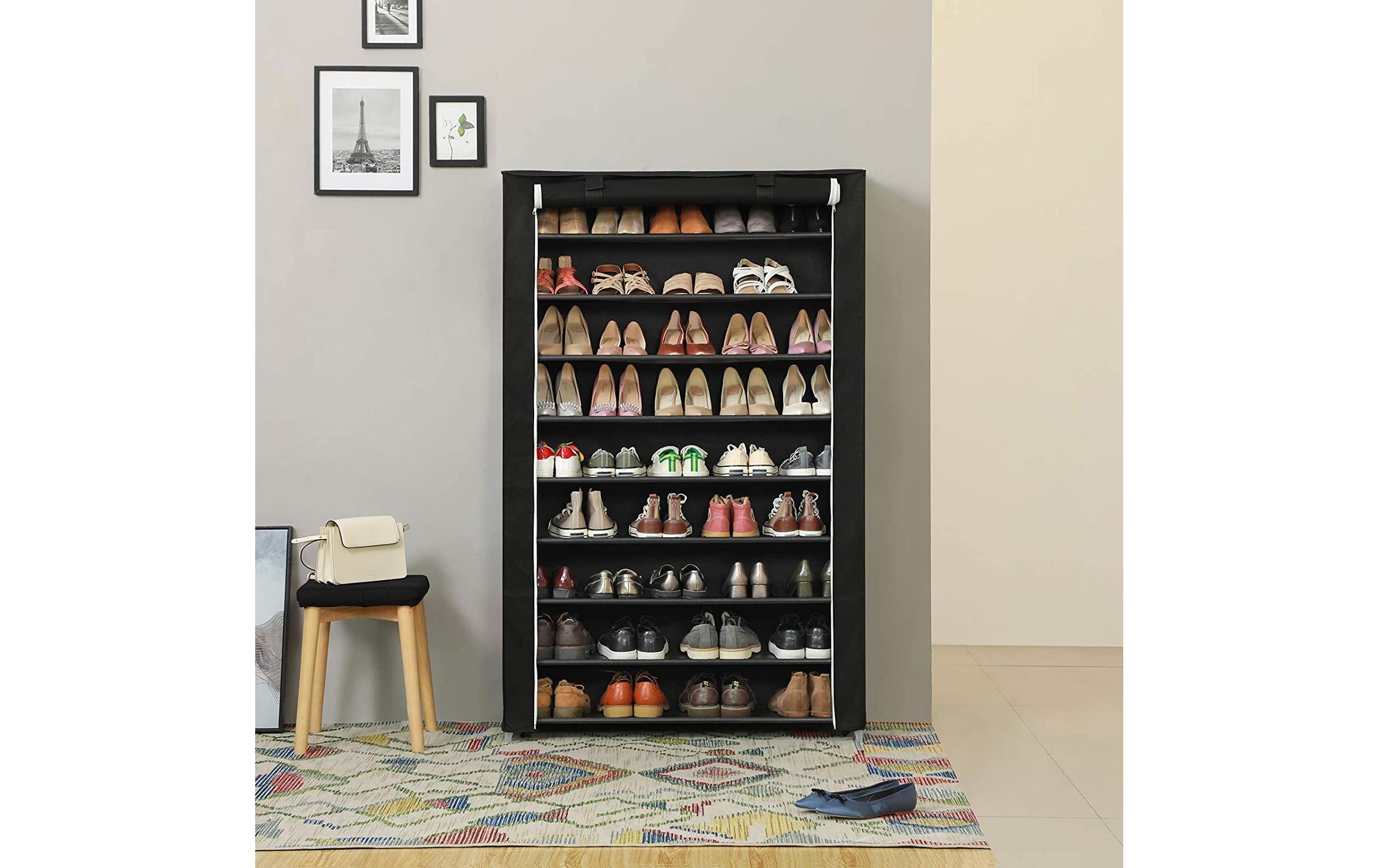 Schuhschrank mit Rolltür 100 x 28 x 162 cm, SchwarzSchuhorganizer