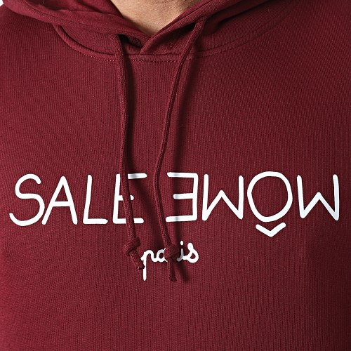 Sweat Capuche Punition Bordeaux Blanc