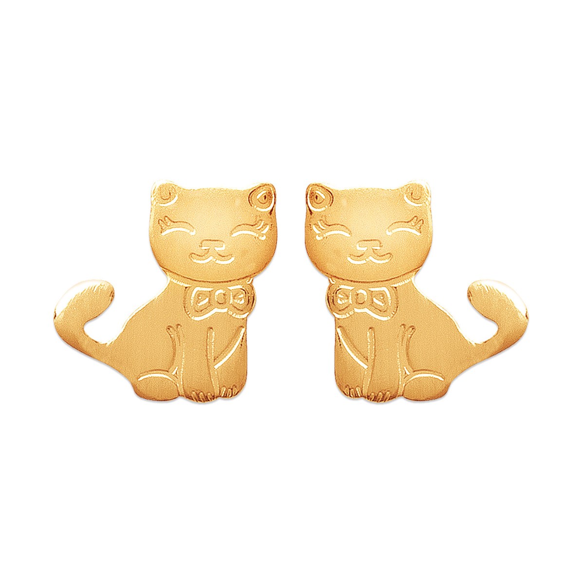Boucles d'oreilles Brillaxis chat plaqué or