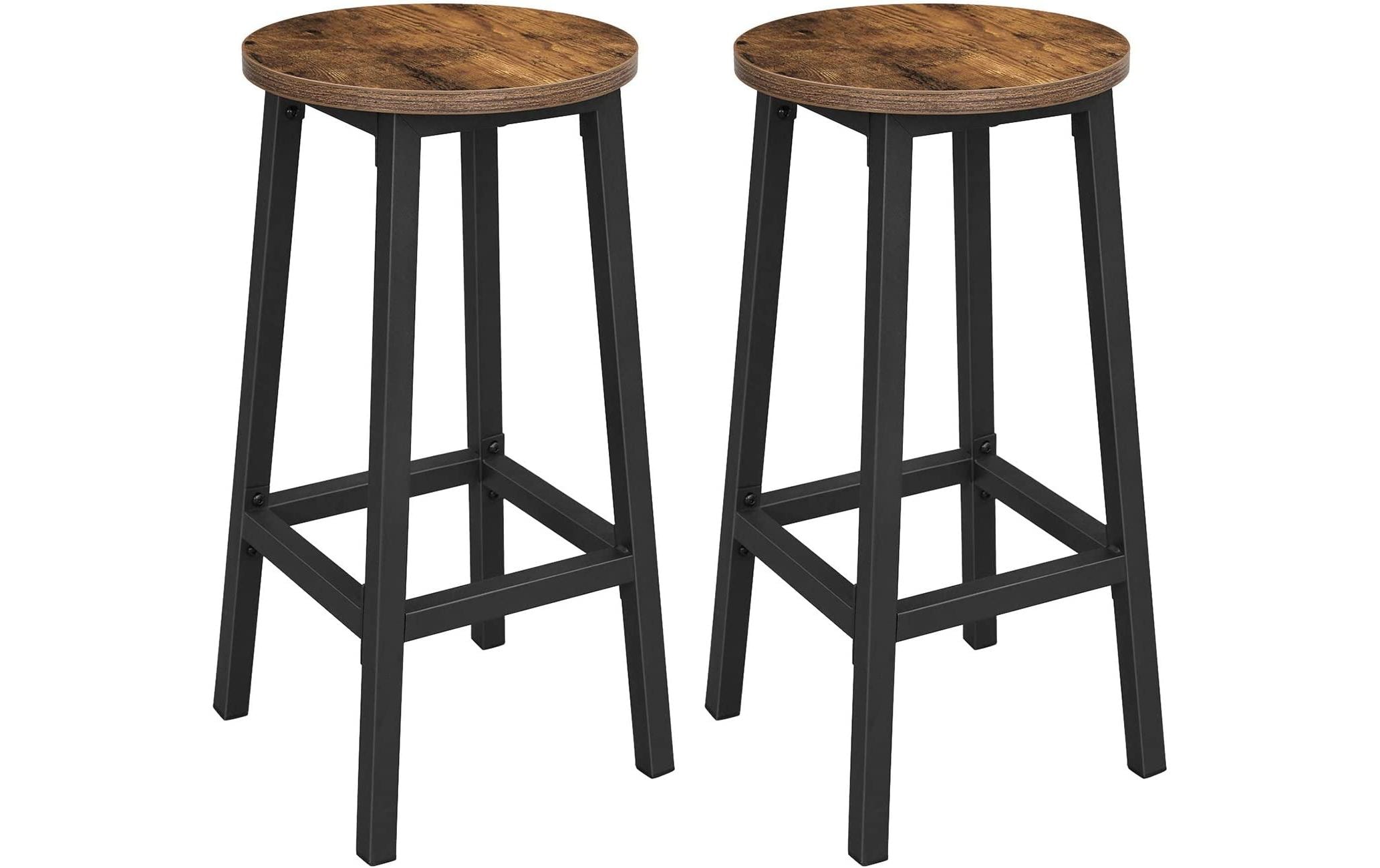 Barhocker rund, 2er Set 32 x 65 cm, Braun/SchwarzBarstühle