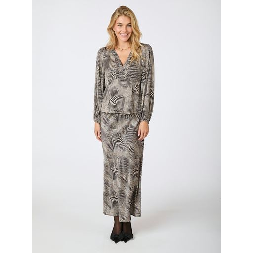 Neo Noir Istana Floating Wave Bluse, Dark Sand, 42