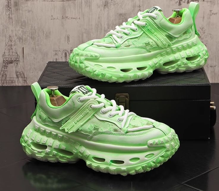 Mr Ozera - Platform Mesh Paneel Versleten Veterschoenen