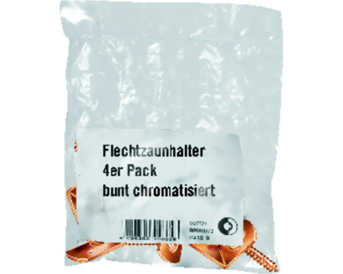 L-vormige geweven hekbeugels, 38x30x32 mm, verzinkt, meerkleurig gechromateerd, 4 stuks
