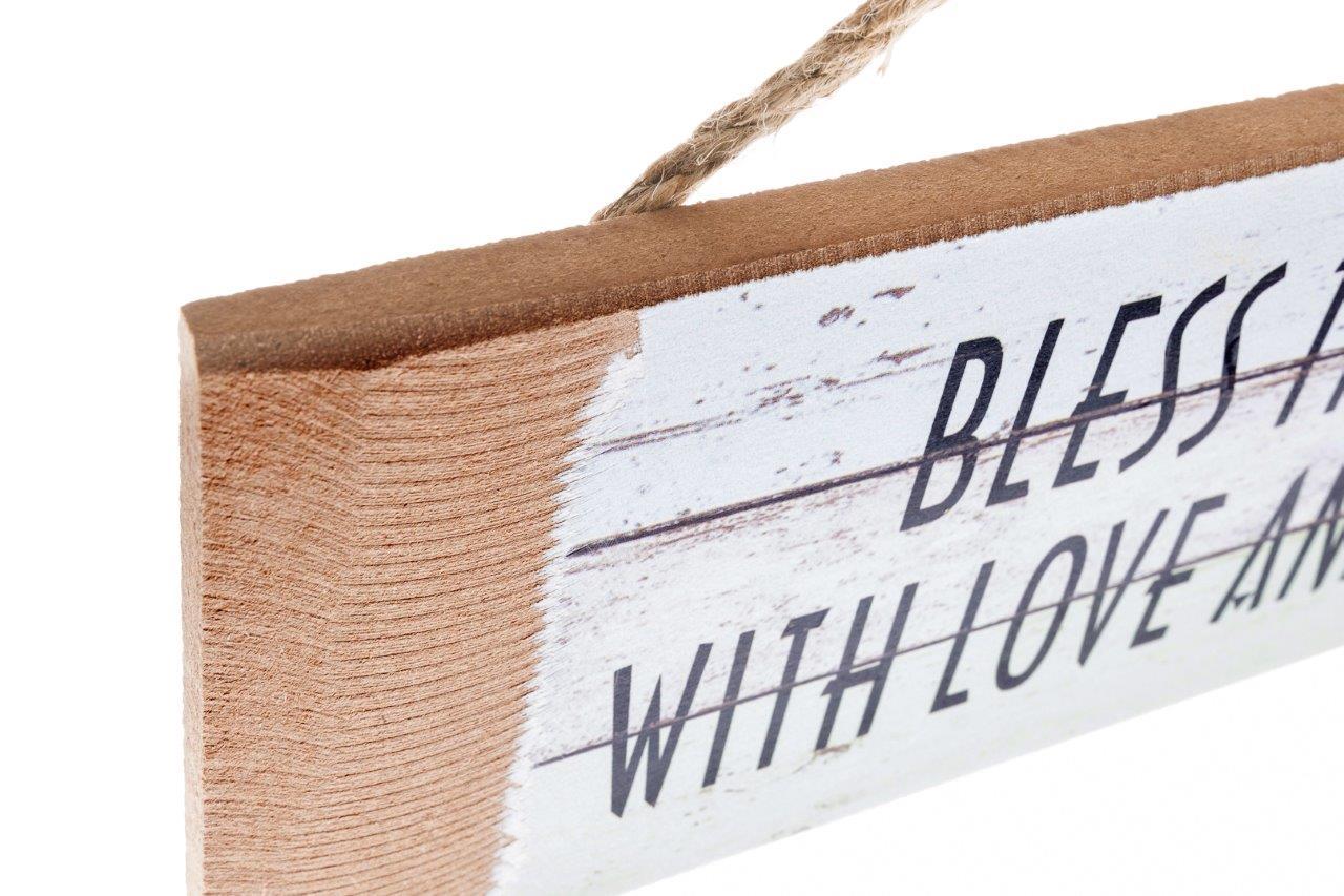 Holzschild- Bless this house - 35x12 cm