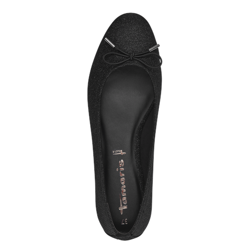 Tamaris Glitter Ballerinasko, Black Glam, 40