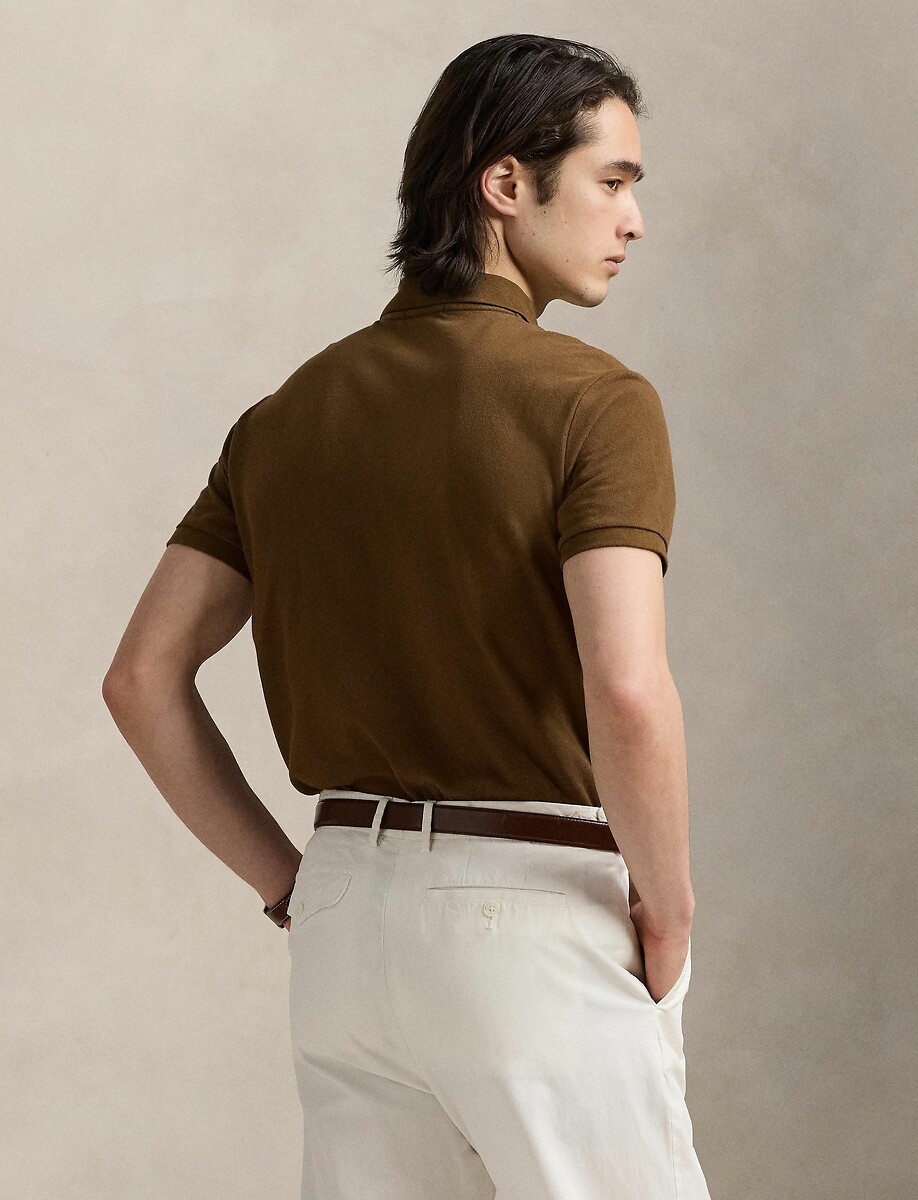 POLO RALPH LAUREN<br>Camisa polo reta de algodão com bordado de jogador de pônei