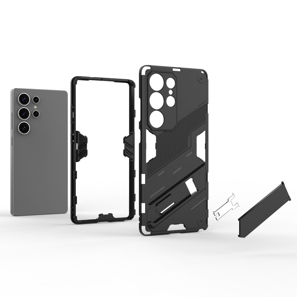 Samsung Galaxy S25 Ultra Hybrid Hardcase Hülle   Kickstand Aufsteller - Schwarz
