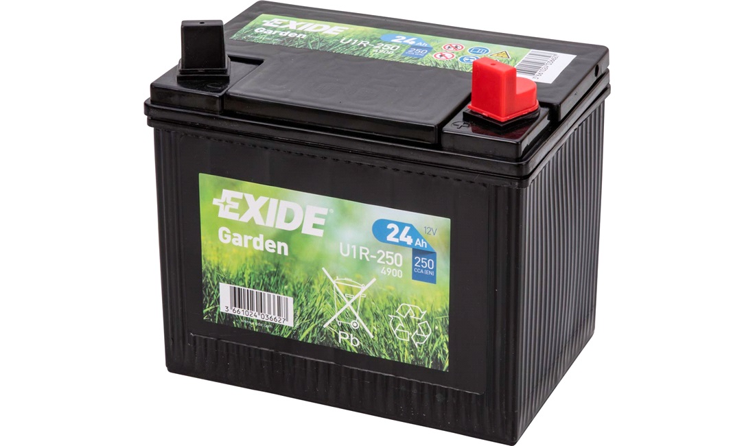 Batteri Exide Garden 12V-24Ah SLA, havetraktor