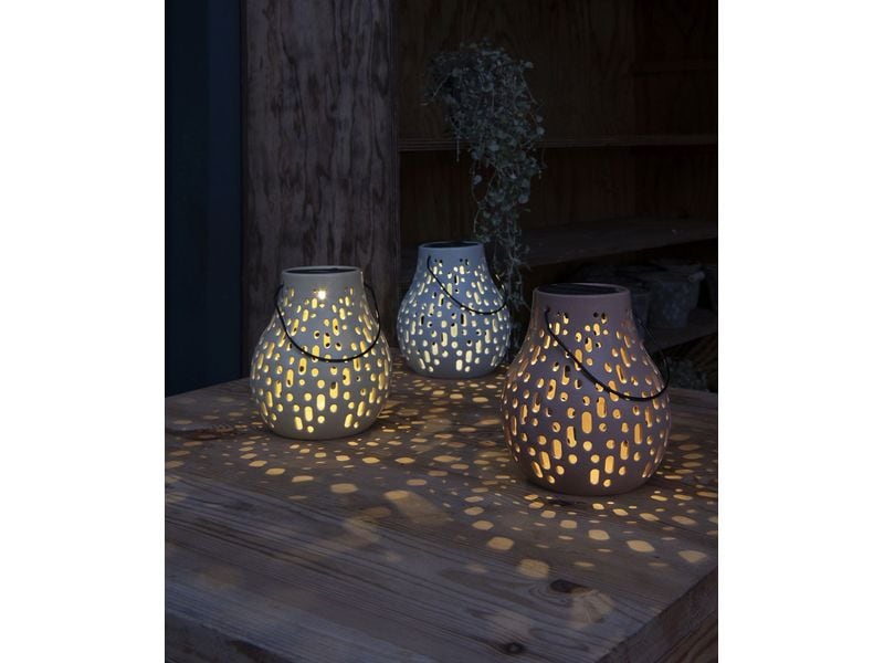 STT Laterne Solar Ceramic Lamp Blau Dekolicht zum Aufstellen oder Aufhängen