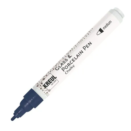 KREUL Glass & Porcelain Pen Chalky, Strichstärke 2 - 4 mm, Navy Blue