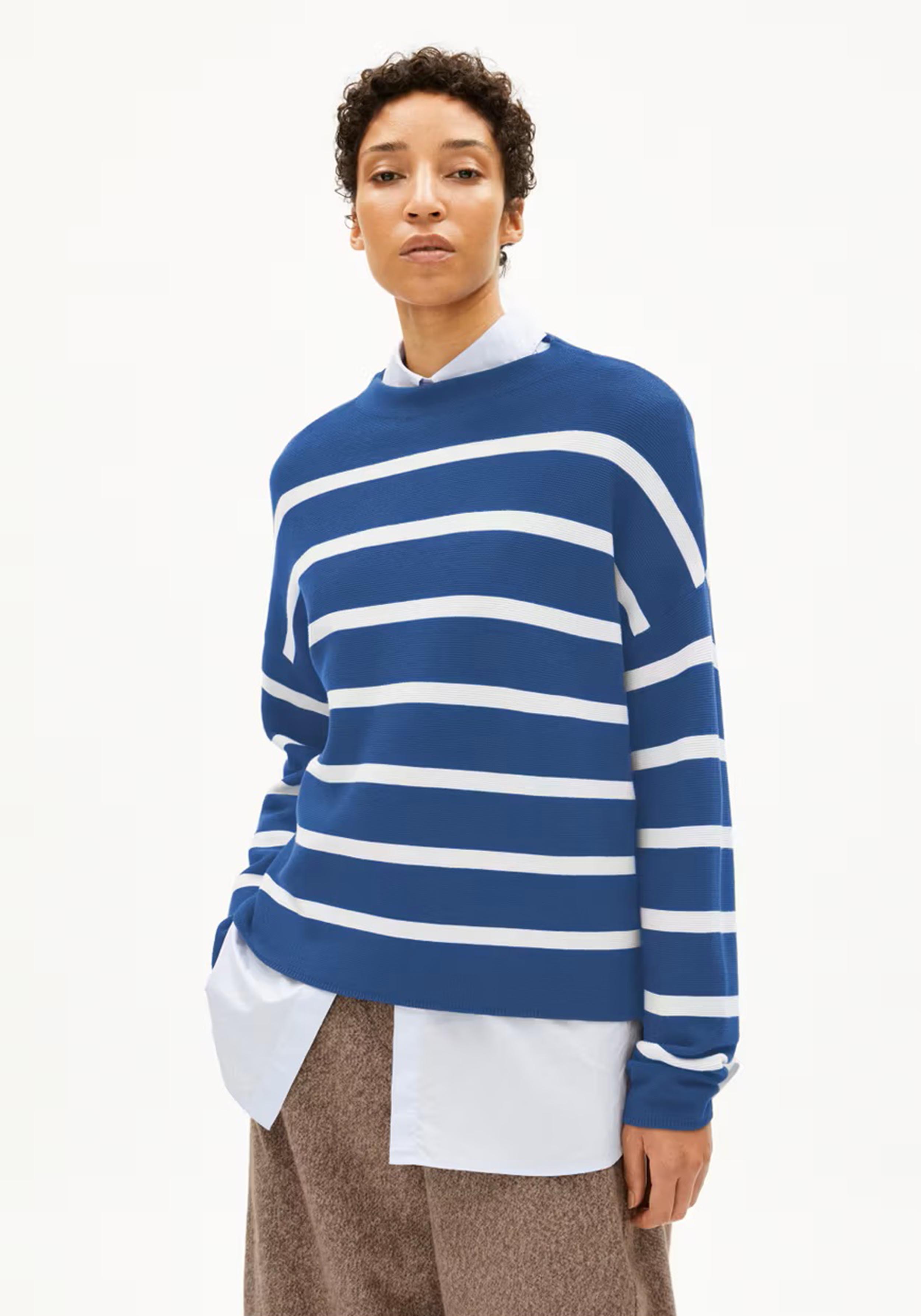 Armedangels Strickpullover Merinaa Stripes Dark Morning-Oatmilk