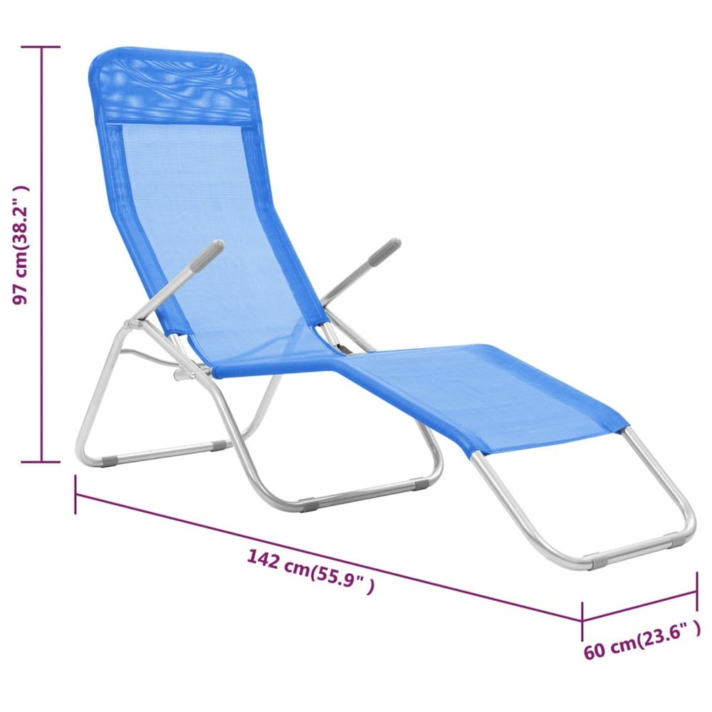 Lot de deux chaises longues pliables bleu
