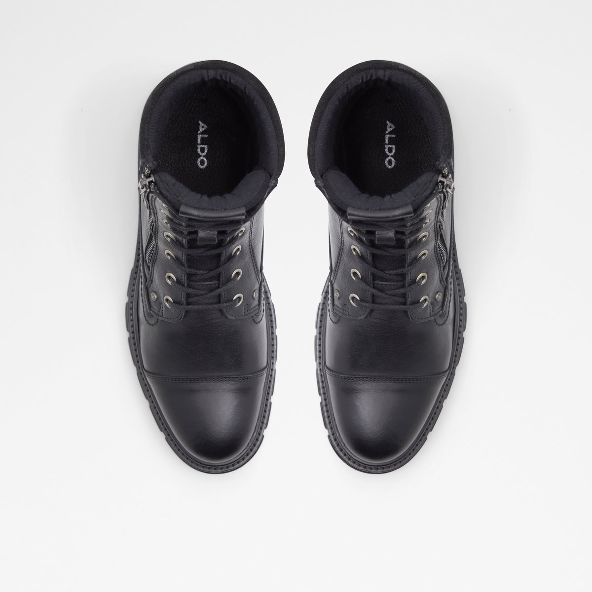 Caleseth Black Leather Smooth Men Lace-up boots