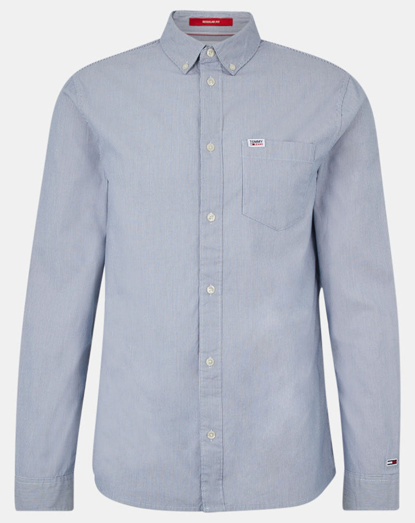 Tommy Jeans Chemise Regular 100% Coton Bio à fines rayures bleue