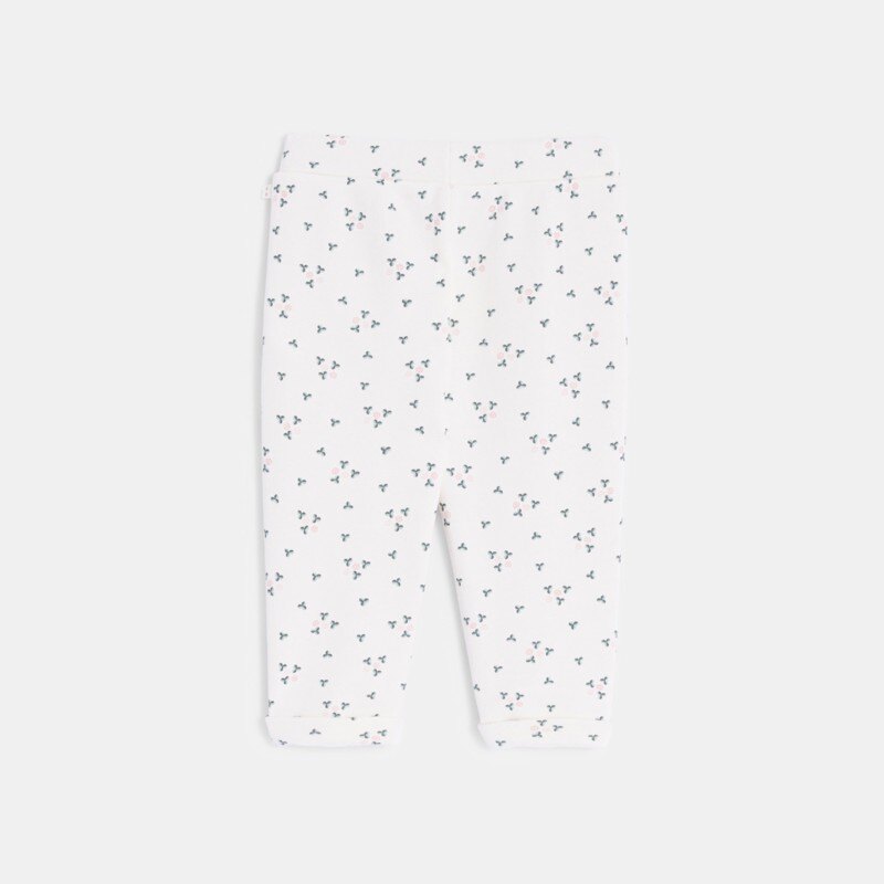 Pantalon molleton fleuri blanc bébé fille Blanc