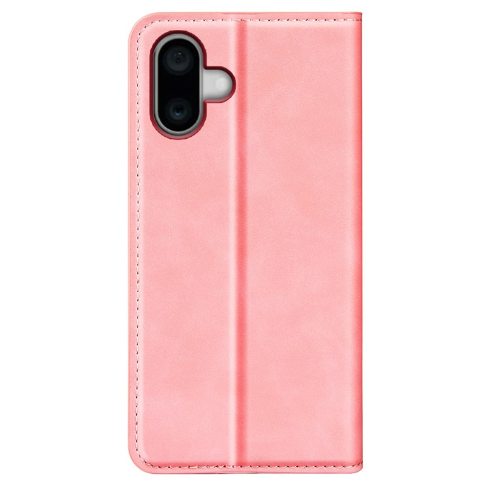 iPhone 16 Vintage Leder Tasche Flip Cover Fashion Design - Rosa