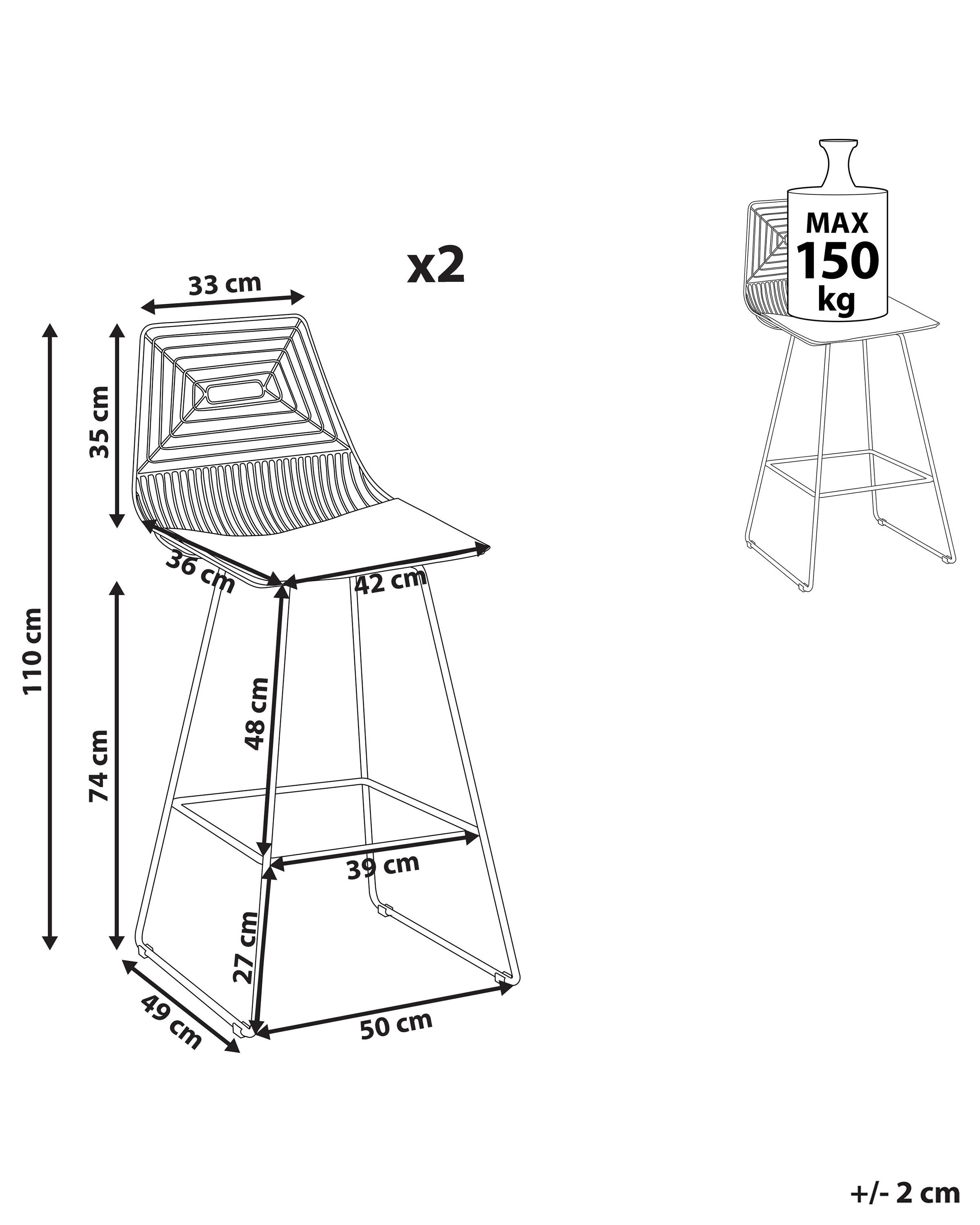 Set van 2 barstoelen BISBEE Metaal Roségoud