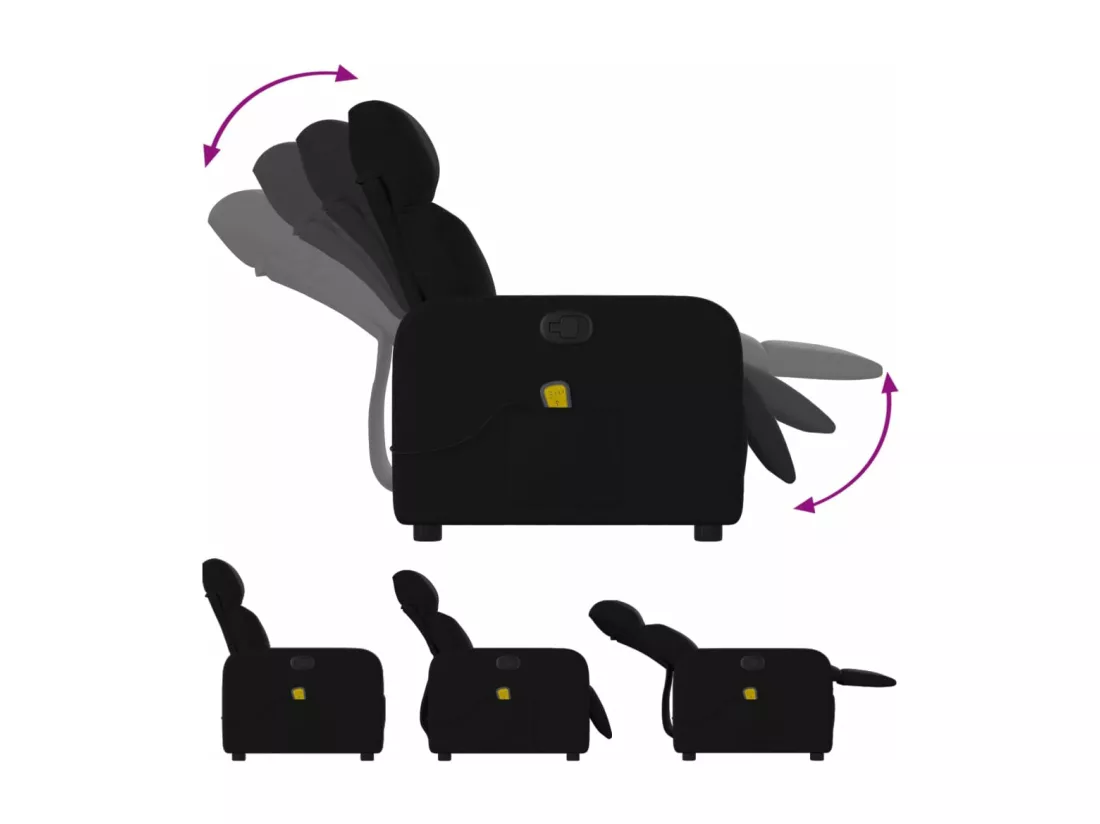 Fauteuil massant inclinable Noir Tissu