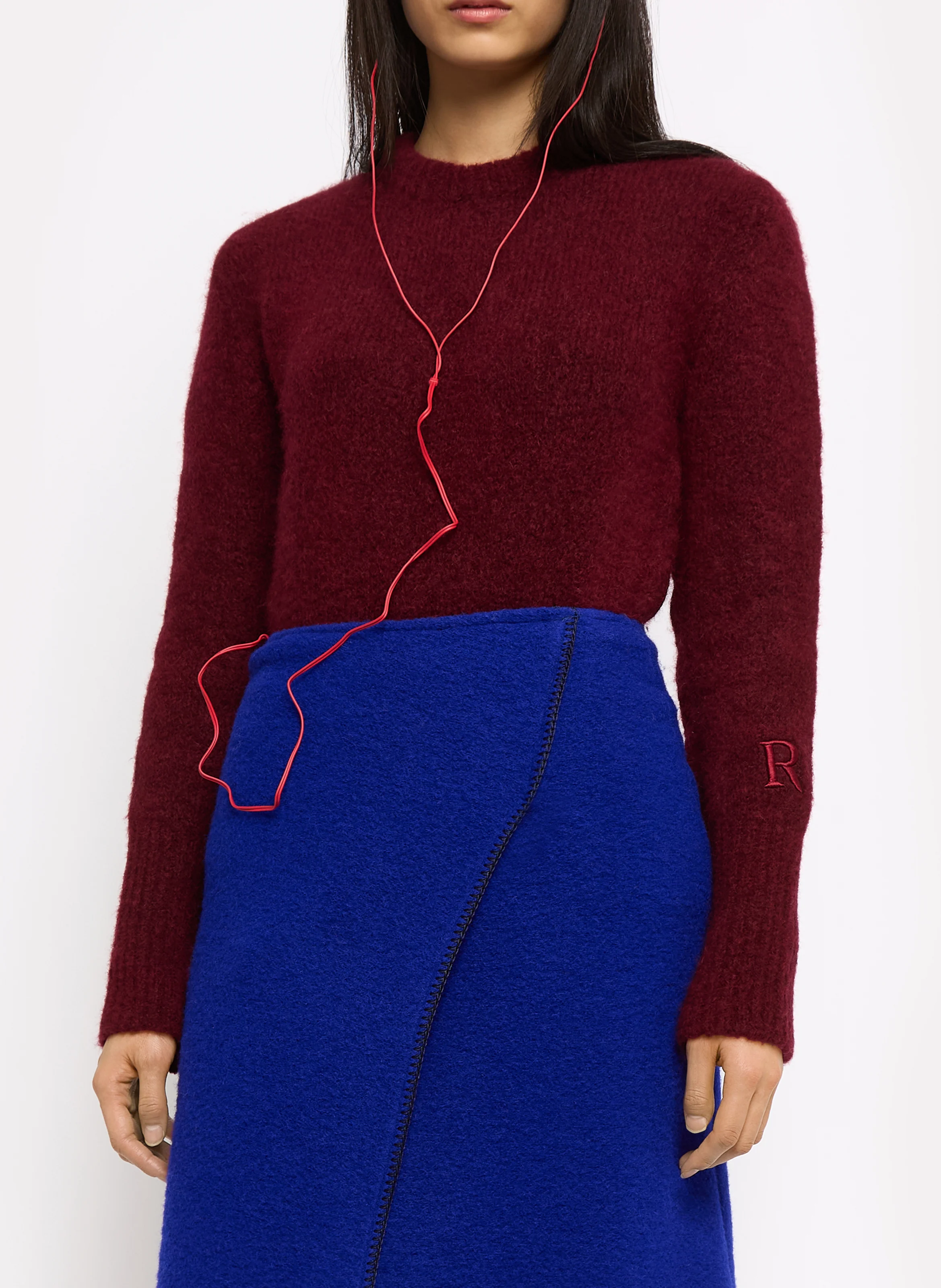 BELL - Pull ajusté en laine mélangée| Rouge