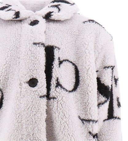 Calvin Klein Fleecemantel - Monogram Teddy - Grau/Schwarz