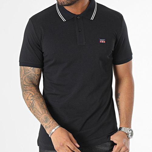 Polo Manches Courtes Contrast Collar Pique Bleu Marine