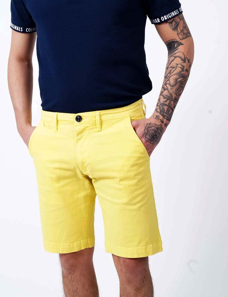 RECYCLED ART WORLD SHORT CHINO STRETCH YELLOW