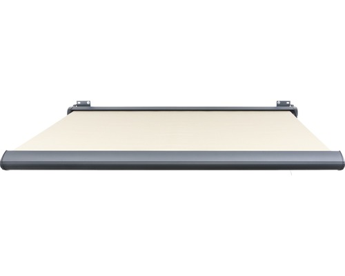 SOLUNA cassettescherm Exclusiv 2x1,5 doekdesign 320930 frame RAL 7016 antracietgrijs aandrijving rechts incl. motor en wandschakelaar
