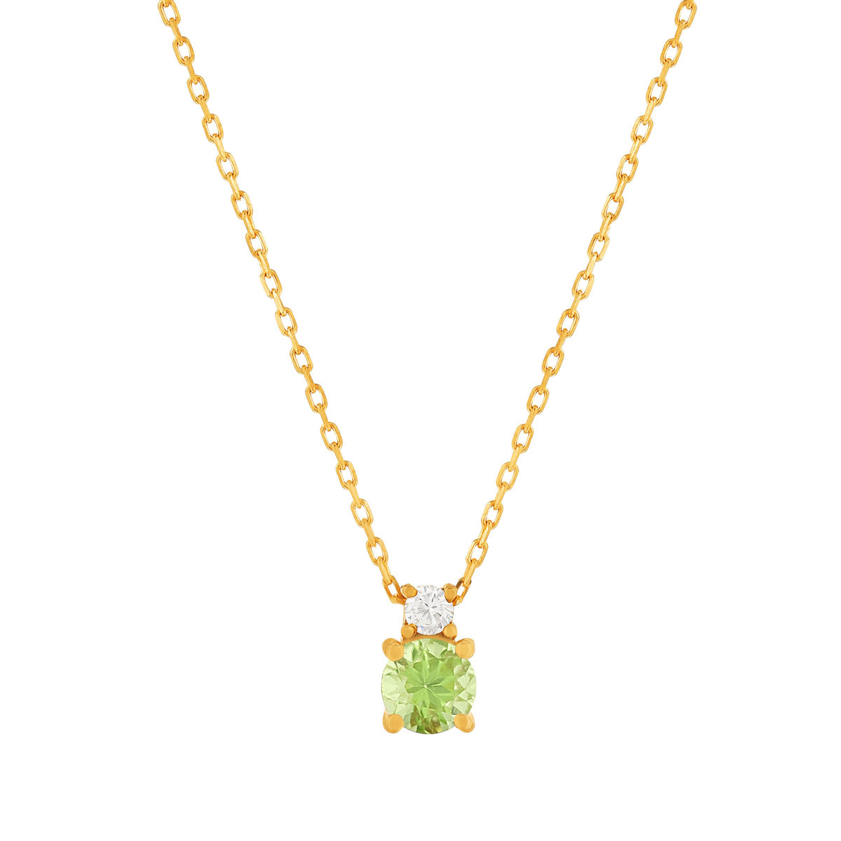 Collier or 375 jaune péridot zirconia, 45 cm