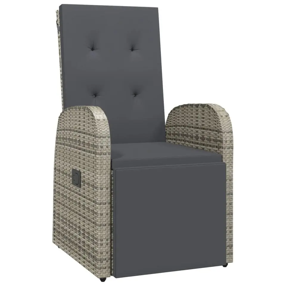 vidaXL - Tuinstoelen - Grijs - Poly rattan - 2 stuks - Verstelbaar - Met kussens