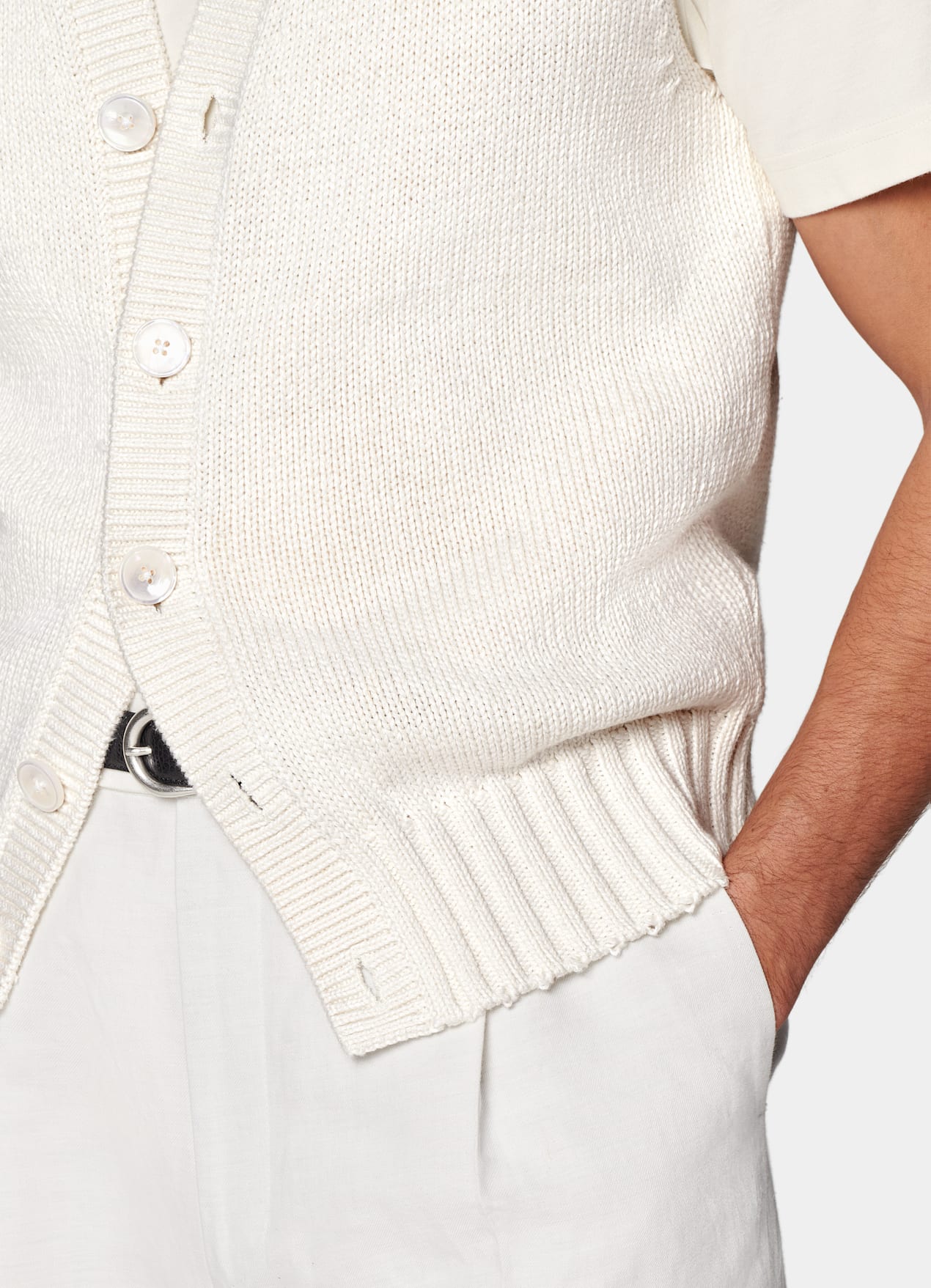 Cardigan sans manches blanc cassé