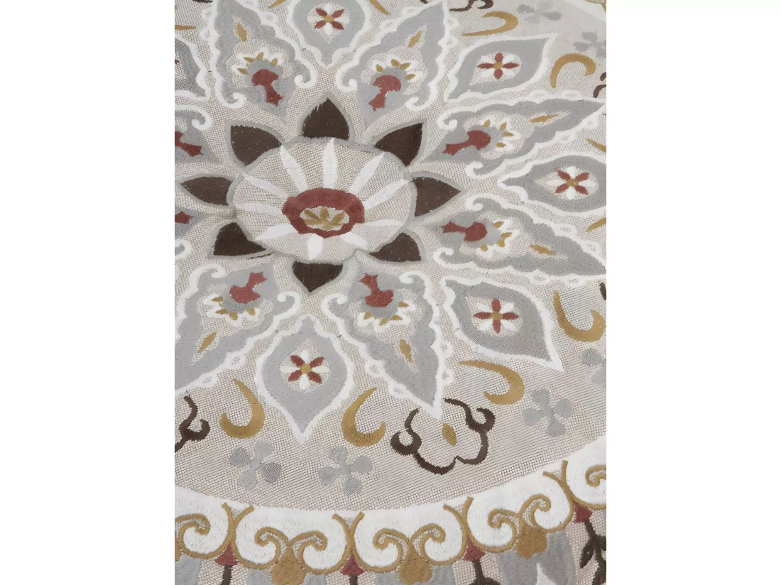 Pouf rond en textile diamètre 55 cm lin
