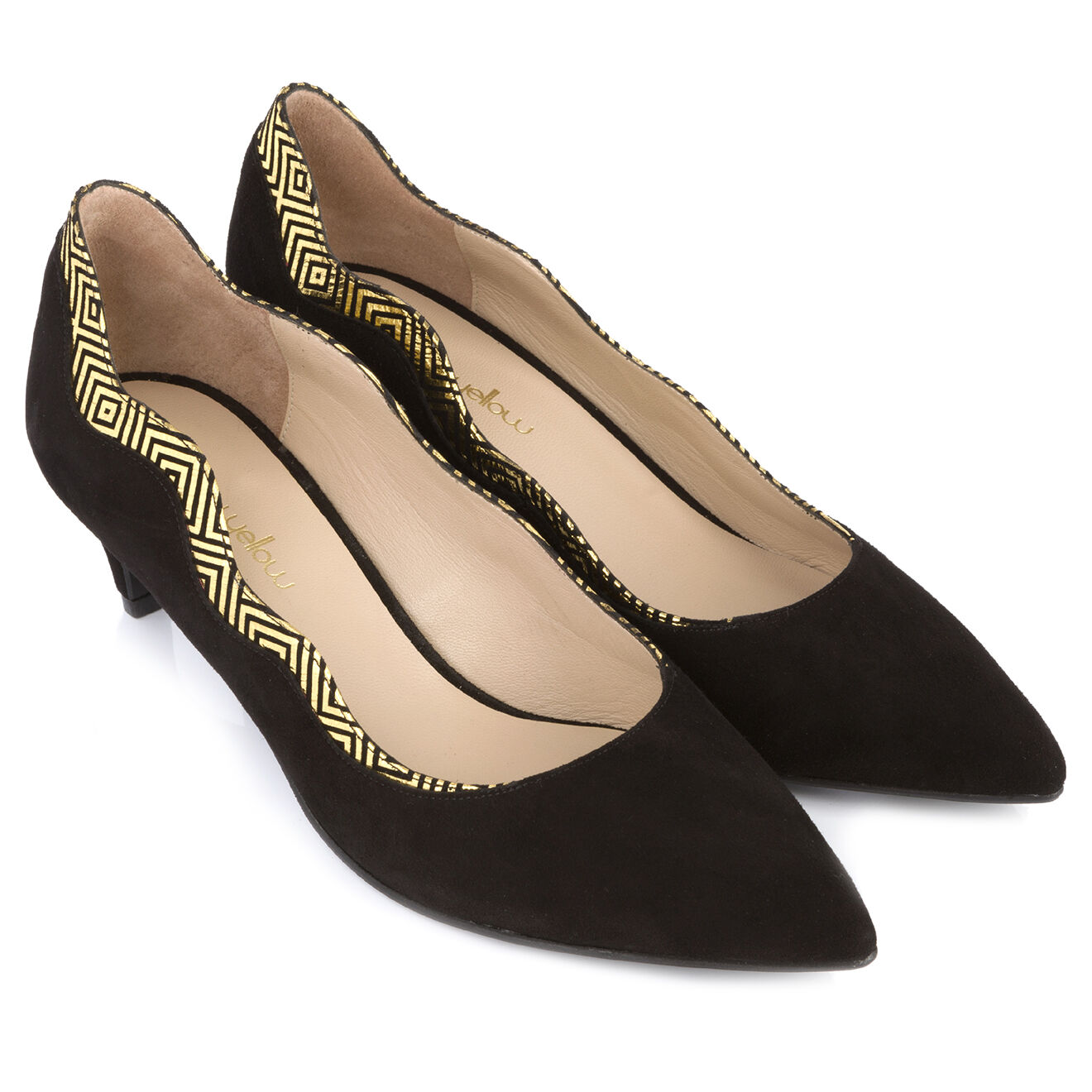 Mellow Yellow Escarpins en Velours de Cuir Atinema noirs - Talon 5 cm
