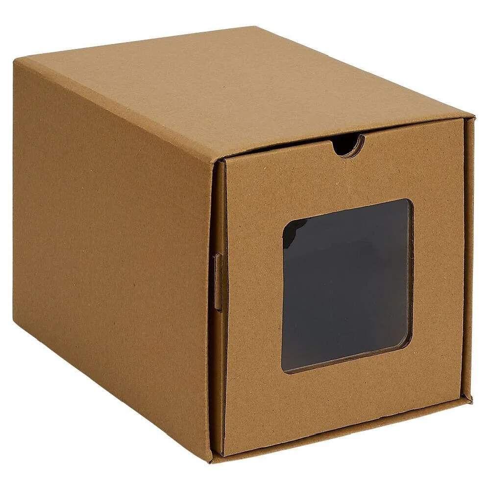 Boîte de rangement en carton avec fenêtre transparente 34x23xH24cm