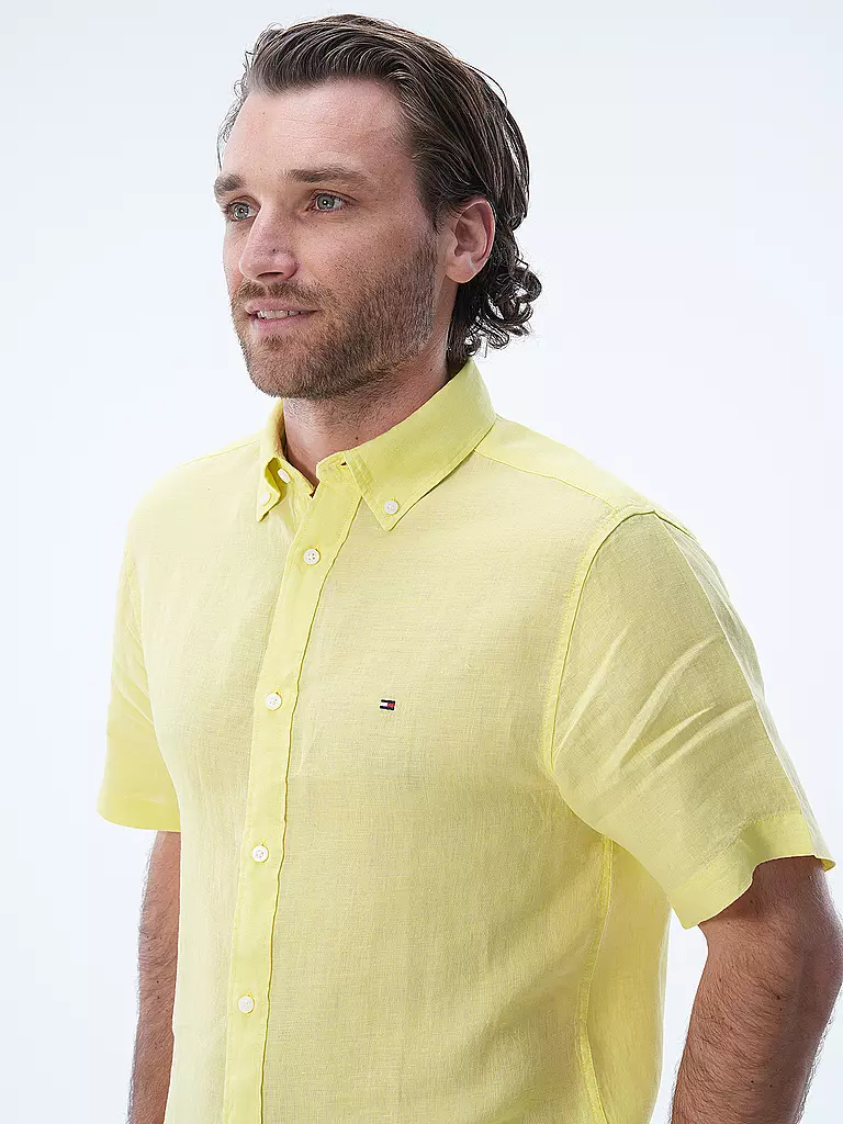 TOMMY HILFIGER Leinenhemd Regular Fit gelb