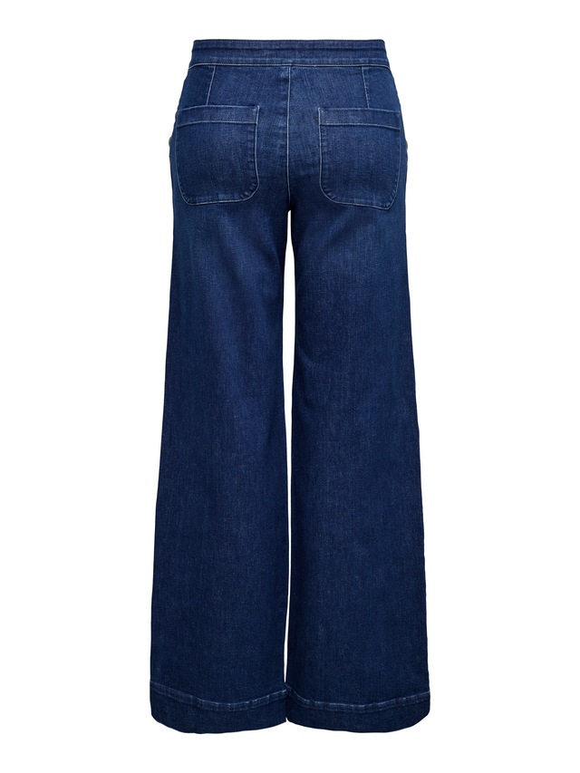 ONLY High-waist-Jeans »ONLMADISON HW BUTTON WIDE DNM GEN533NOOS« sanft gewaschener dunkler Denim-Look