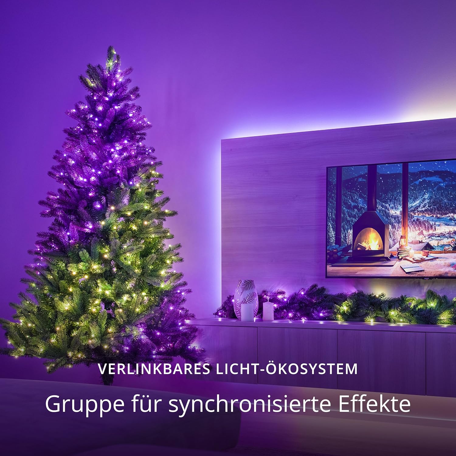 Twinkly Strings 600 LED RGB, LED-Lichterkette für Draußen und Drinnen, Smarte LED-Lichter, Kompatibel mit Alexa und  Home, IP44, App-Steuerung, Schwarzes Kabel, 48m
