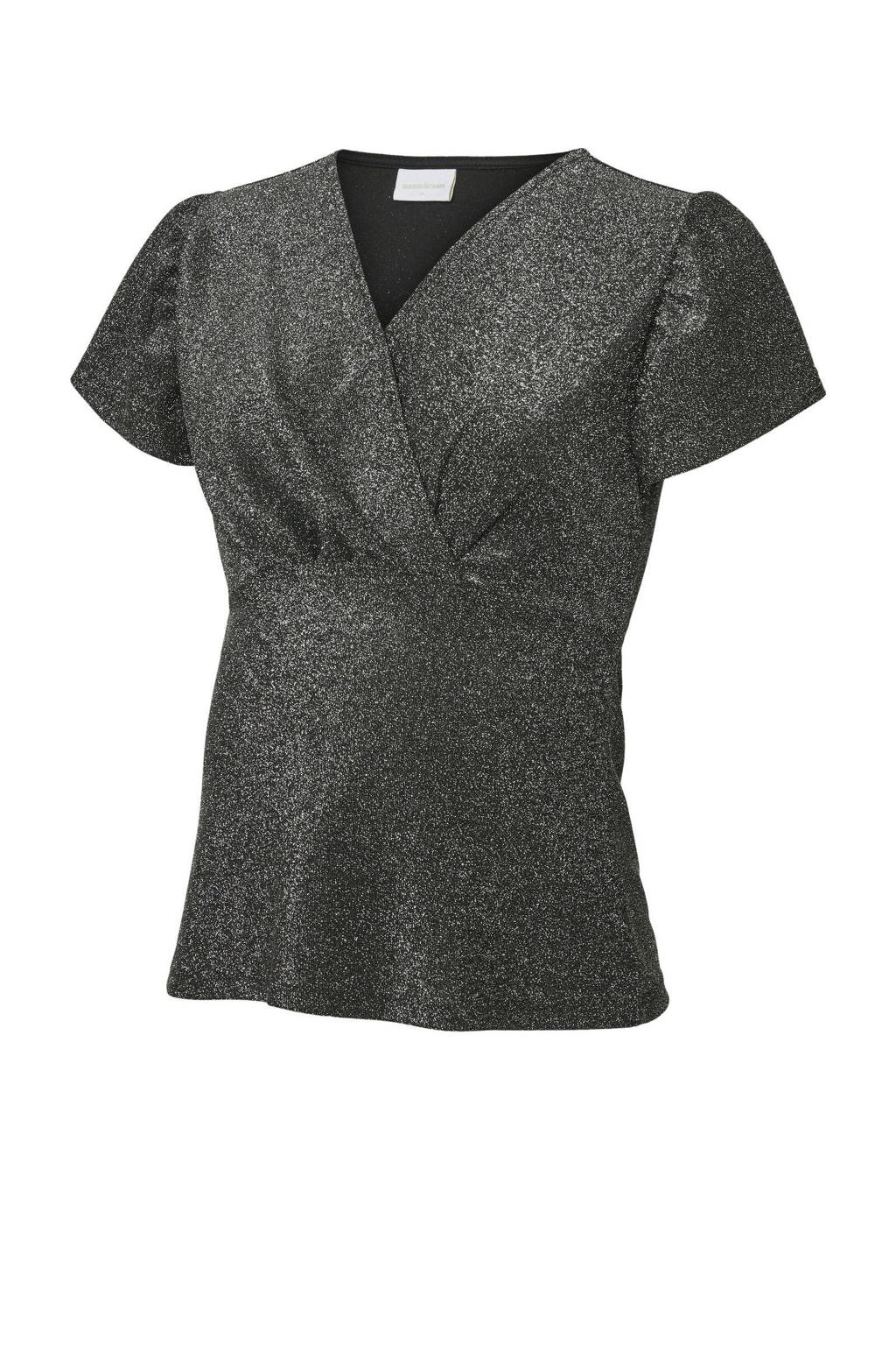 MAMALICIOUS voedings- en zwangerschapstop met glitters MLGLAM grijs