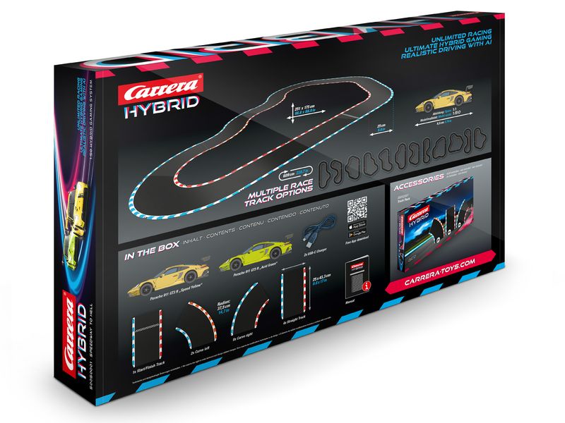 Carrera Rennbahnauto Speedway to Hell – Hybrid Set Dynamisches Rennwagen-Spielset