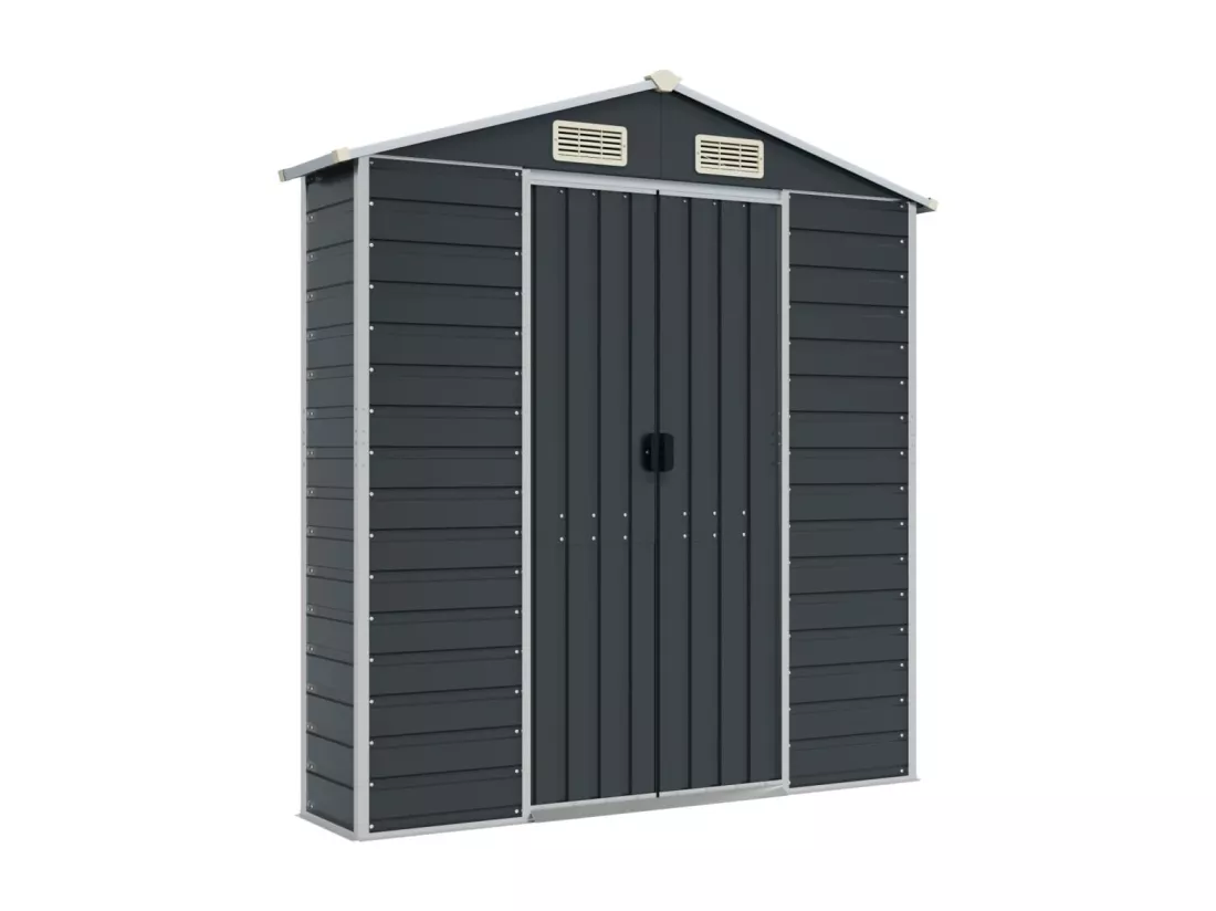 Abri de jardin anthracite 191x385x198 acier galvanisé