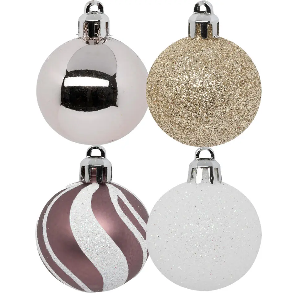 Atmosphera kerstballen - 12x - kunststof - mix kleur - 4 cm
