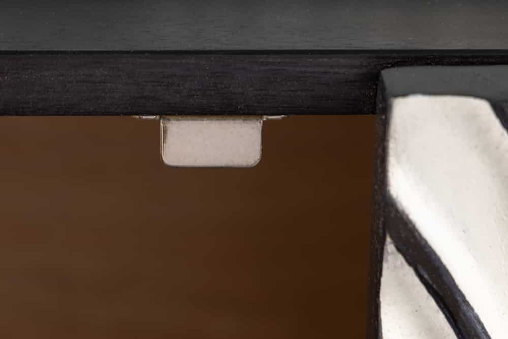 Massives Sideboard ZEN CIRCLES 180cm weiß schwarz gold Mangoholz 3D-Design