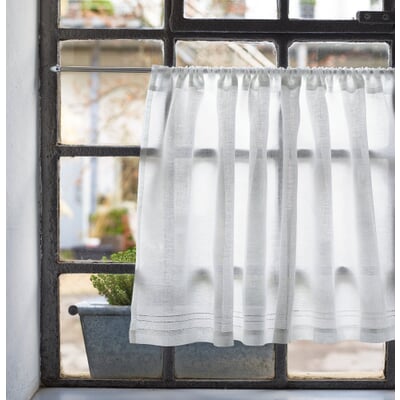 Scheibengardine Reinleinenvoile, Breite 120 cm, Höhe 60 cm
