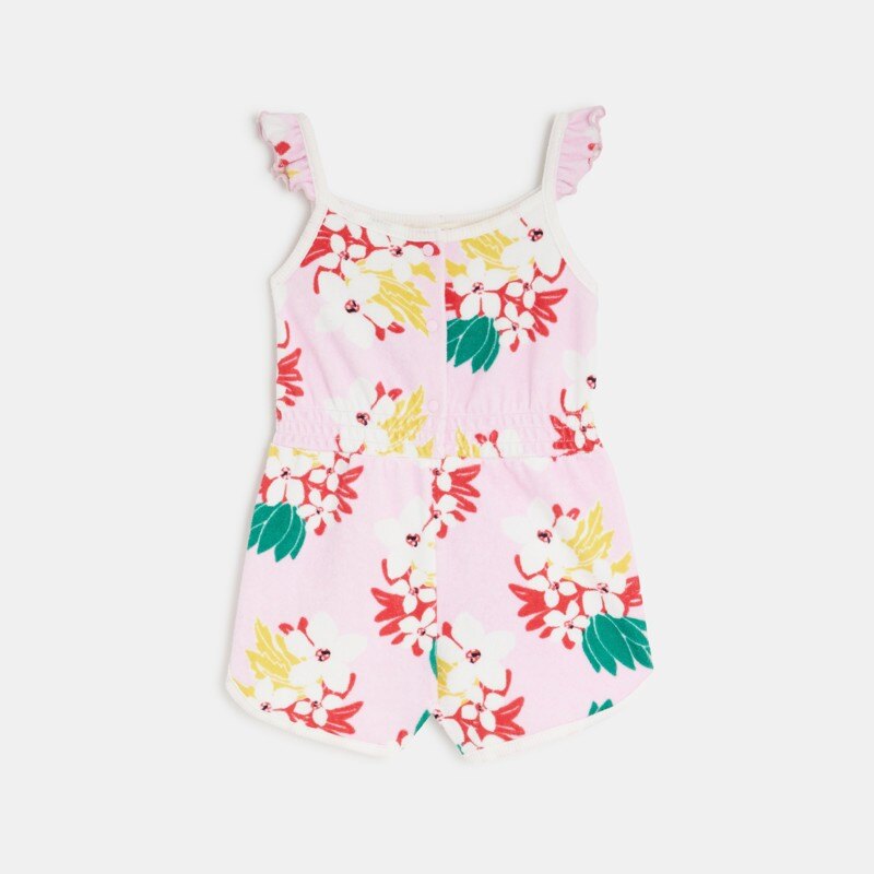 Combishort bébé fille rose fleurs exotiques Catimini Rose