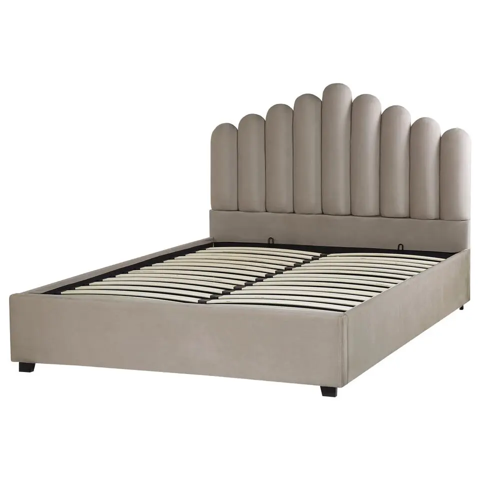 VINCENNES - Bed met opbergruimte - Beige - 160 x 200 cm - Fluweel