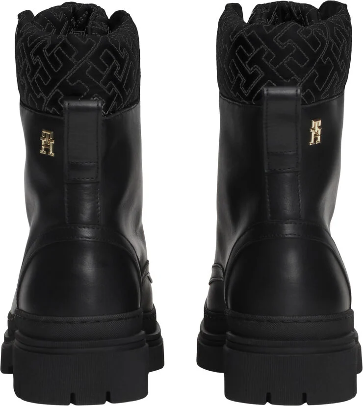 Tommy Hilfiger CLEATED LACE-UP LTHR MIX MONO TL Black
